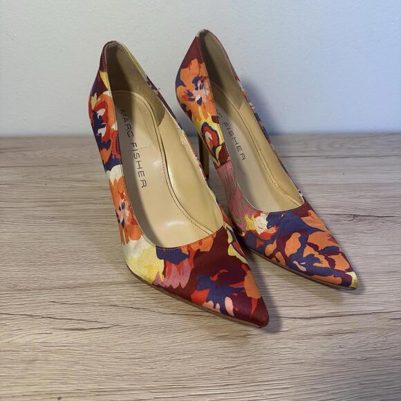 Marc Fisher Womens Heels 8 M Multicolor Floral Shoes Mfkat3 Textile Upper China - Picture 1 of 6